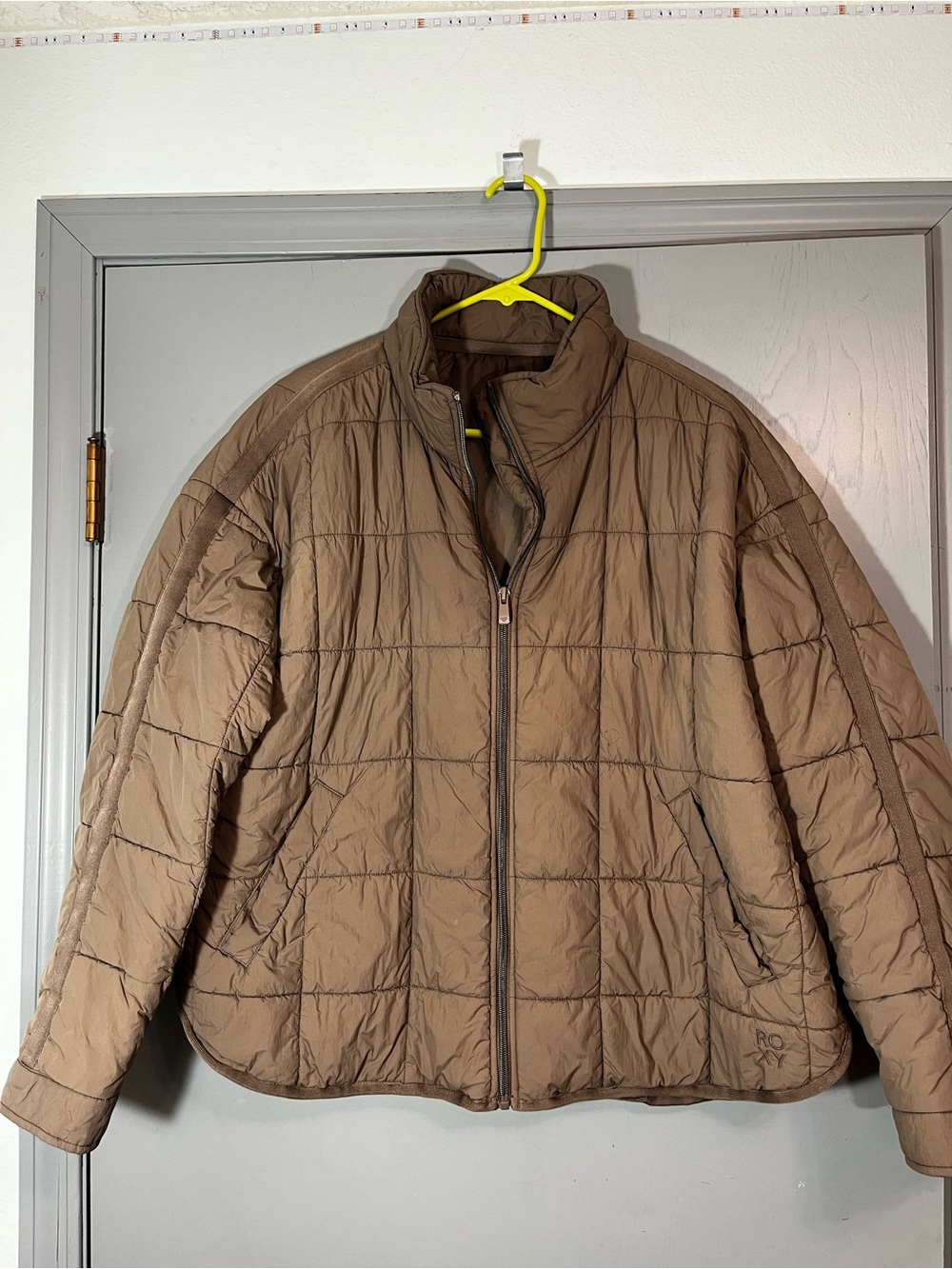 Roxy XL Wimen’s Brown Quilted Puffer Jacket Zip Lightweight Parka Outerwear Coat